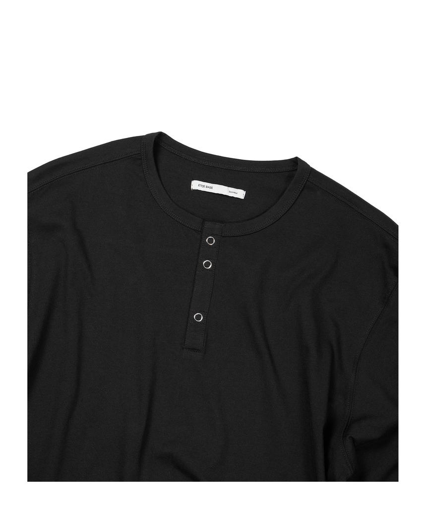 ETCE (Base) Snap Sleeve Henley Neck Tee (Black)