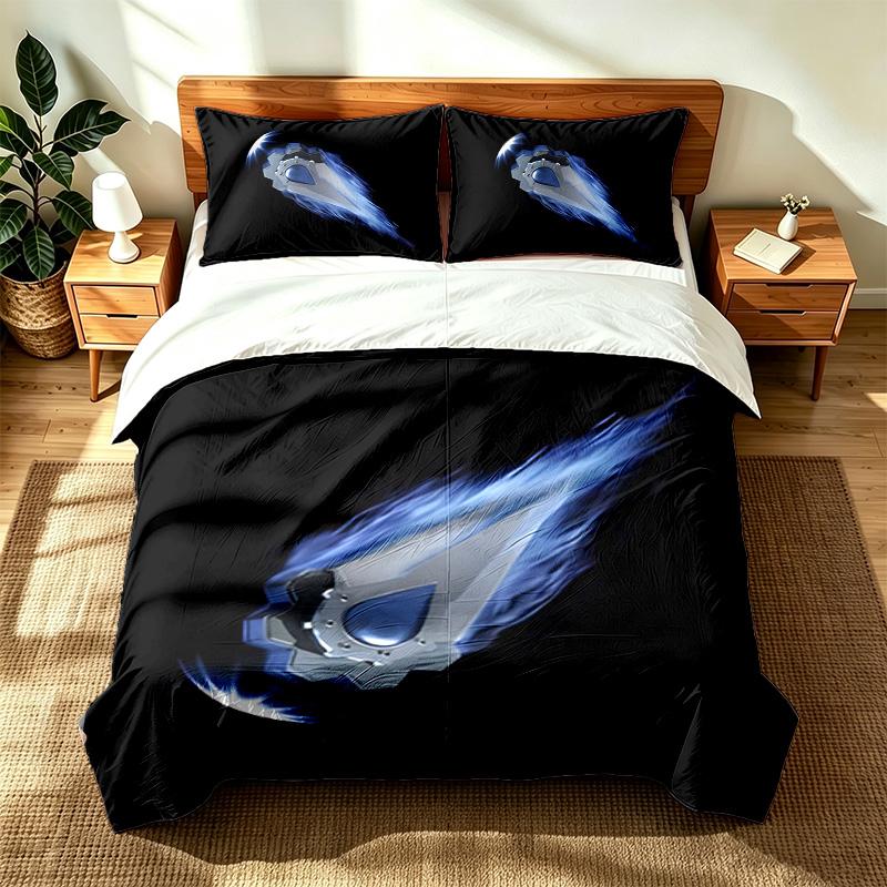 Edmonton Oilers (5) 3-teiliges Set, geeignet für Schlafzimmer, weich und bequem, ein ideales Geschenk für Familie und Freunde. Enthält eine Bettdecke und zwei Kissenbezüge.