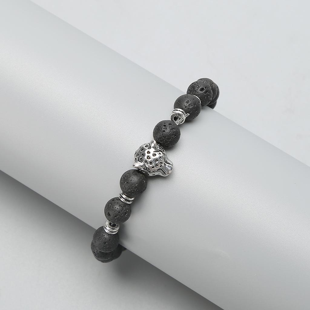 Fashionable Black Stone Volcanic Stone Wooden Bead Multi-layer Men's Combination Elastic Bracelet Couple Friend Zircon
