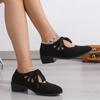 Pointed Thick Heel Strap Foreign Trade European and American Fashion Single Shoes Women's 2024 Autumn Retro Large Size Low Heel Loafers