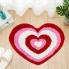 Valentine Day Bathroom Rug Non-slip Heart-Shaped Bath Mat Soft Washable Love Shape