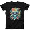 Blommig Dödskalle Blommor Bestseller Rolig Present T-shirt Svart T-shirt 299