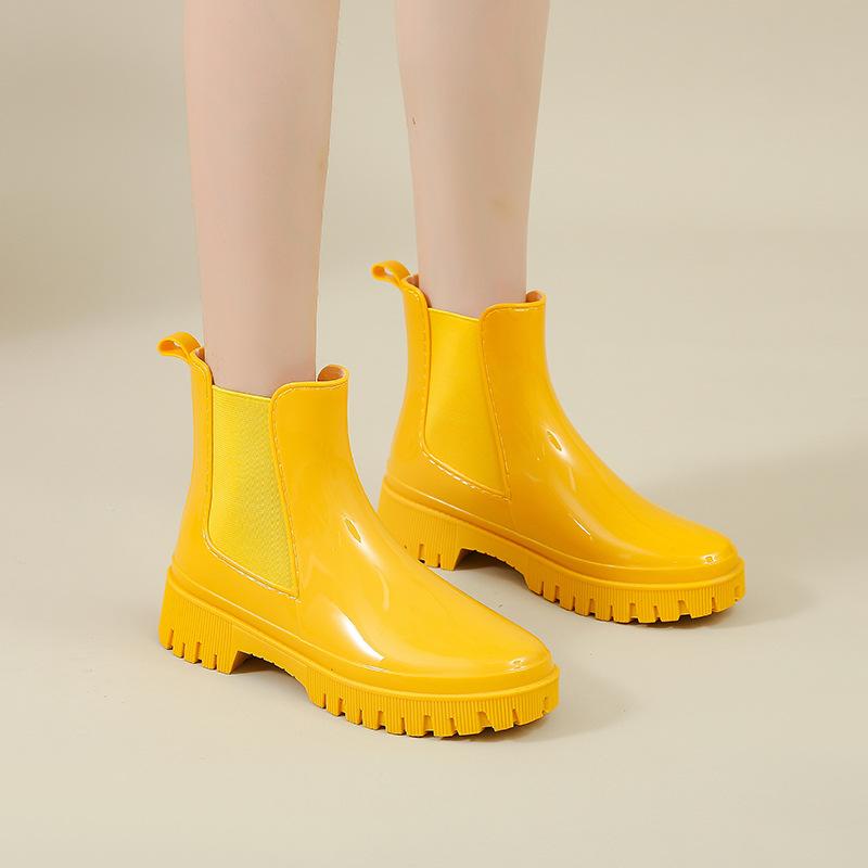 Short Tube Adult Ladies Fashion Four Seasons Can Wear Waterproof Rain Boots Outdoor Leisure Non-slip Thick-soled Rain Boots