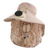 Mens Floppy Hat Anti-UV Solar Fan Cap Breathable USB Charging Sun Cap Long Sun Shield Floral Design Fisherman Hat Cycling