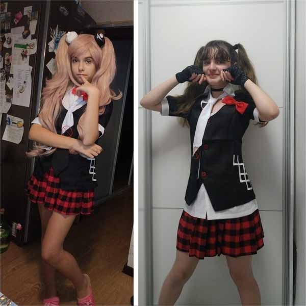 2021 Anime Junko Enoshima Cosplay Dangan-Ronpa Danganronpa Cosplay Kostüm Mädchen Frauen Uniform Top Hemd Rock Party Karneval