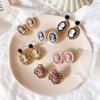 Oil Painting Artificial Pearl Lace Earrings Retro Baroque Palace Style Old Portrait Earrings