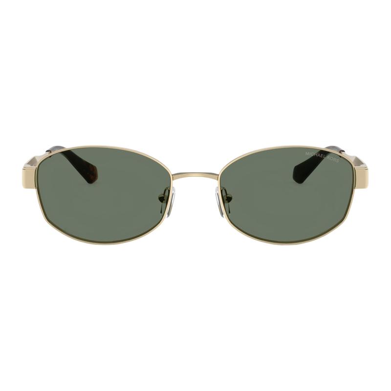 MICHAEL KORS Sculpted Temples Metal Oval Sunglasses Women's Gold