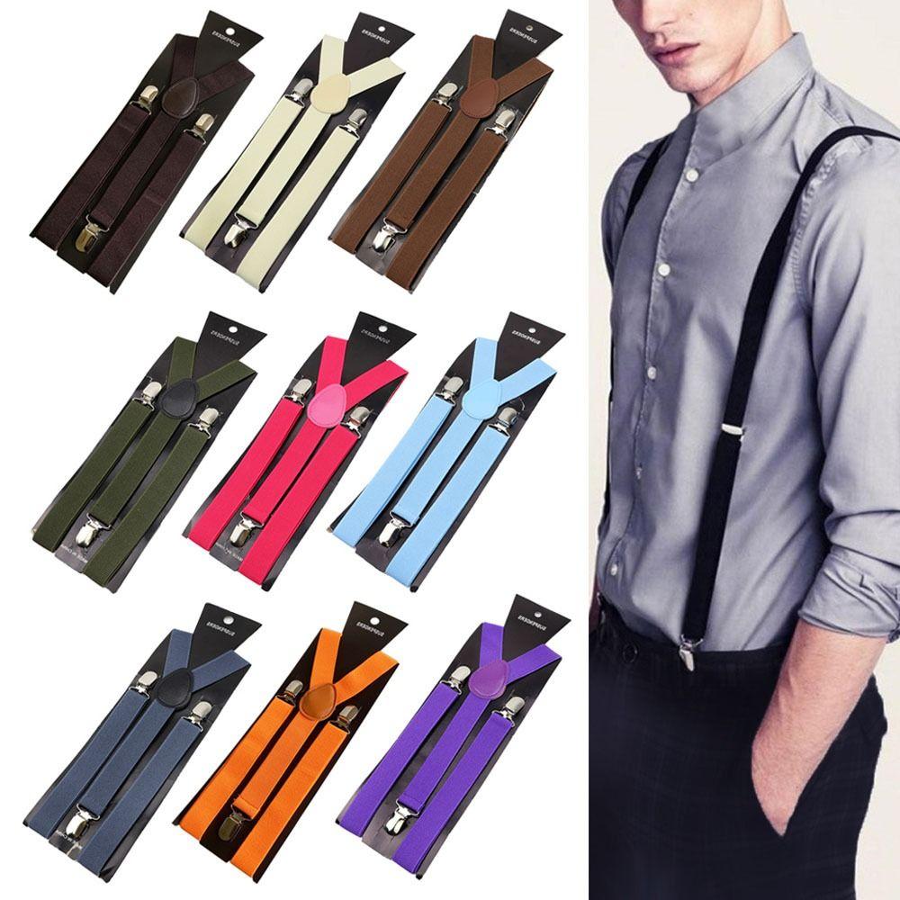 New Fashion Men Women Solid Color Adjustable Straps Unisex Suspenders Suspenders Braces Elastic