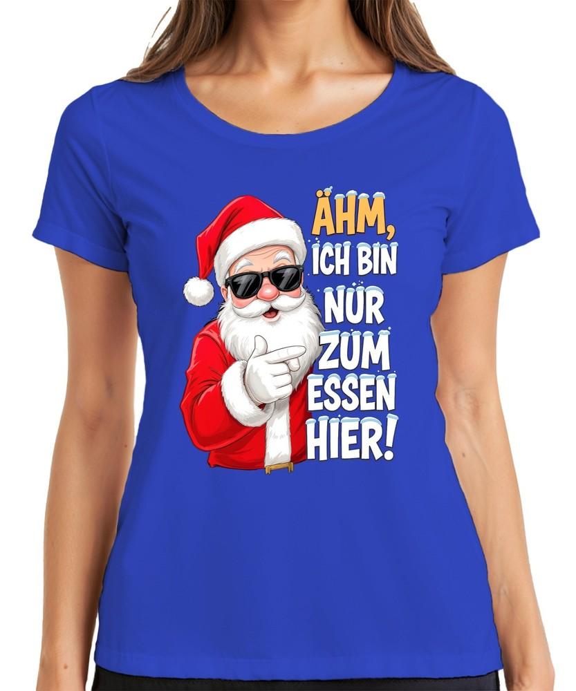Um Im Just Here To Eat Santa Claus Funny Santa Claus Ladies Tshirt