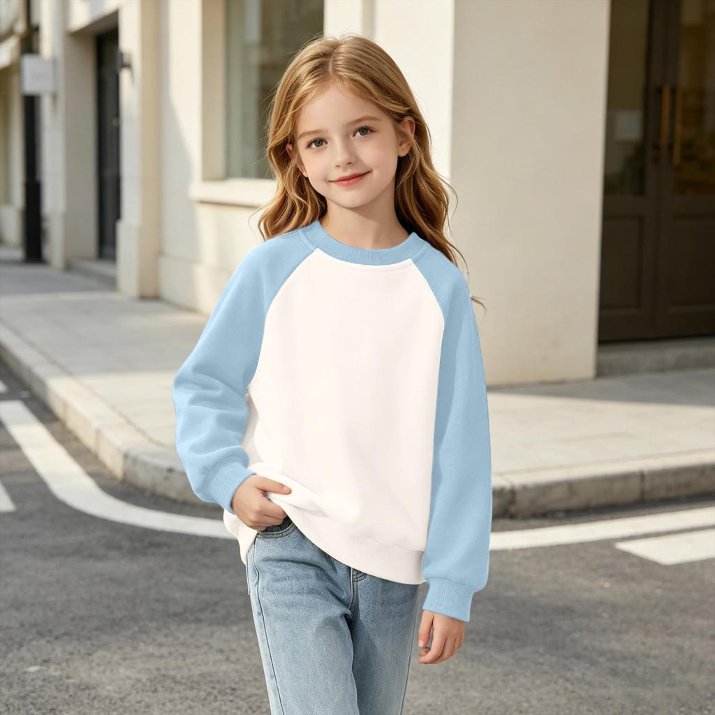 Youth Boys Girls Long Sleeve Raglan T-Shirt Color Layering Tee for Casual Daily Wear