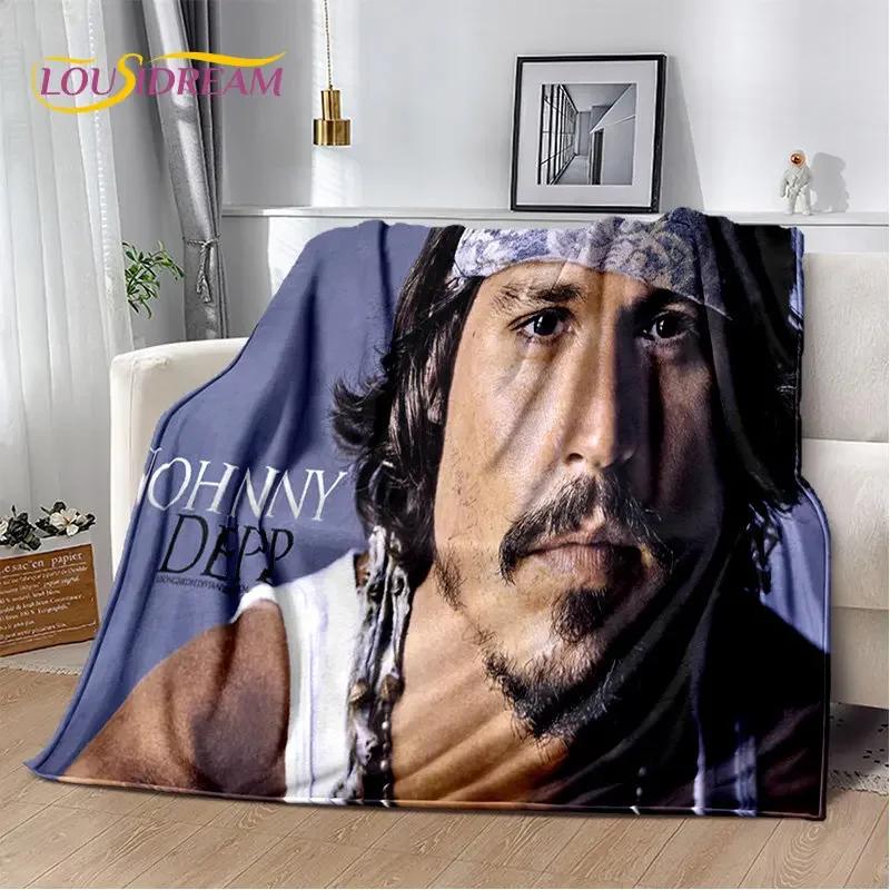 3D-printet Johnny Depp-serie Mykt Plysjteppe, Flanellteppe Kastepledd for Stue Soverom Seng Sofa Piknikdeksel