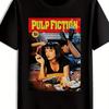 Camiseta Gráfica Pulp Fiction para Hombre y Mujer 2026 Negra Casual Cuello Redondo con Diseño Icónico de Película Camiseta Moda Unisex