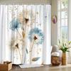 1pc Pastel Dandelions Shower Curtain with Golden Accents - Soft Pastels Floral Design, 12 Hooks Included, Dandelions Decor