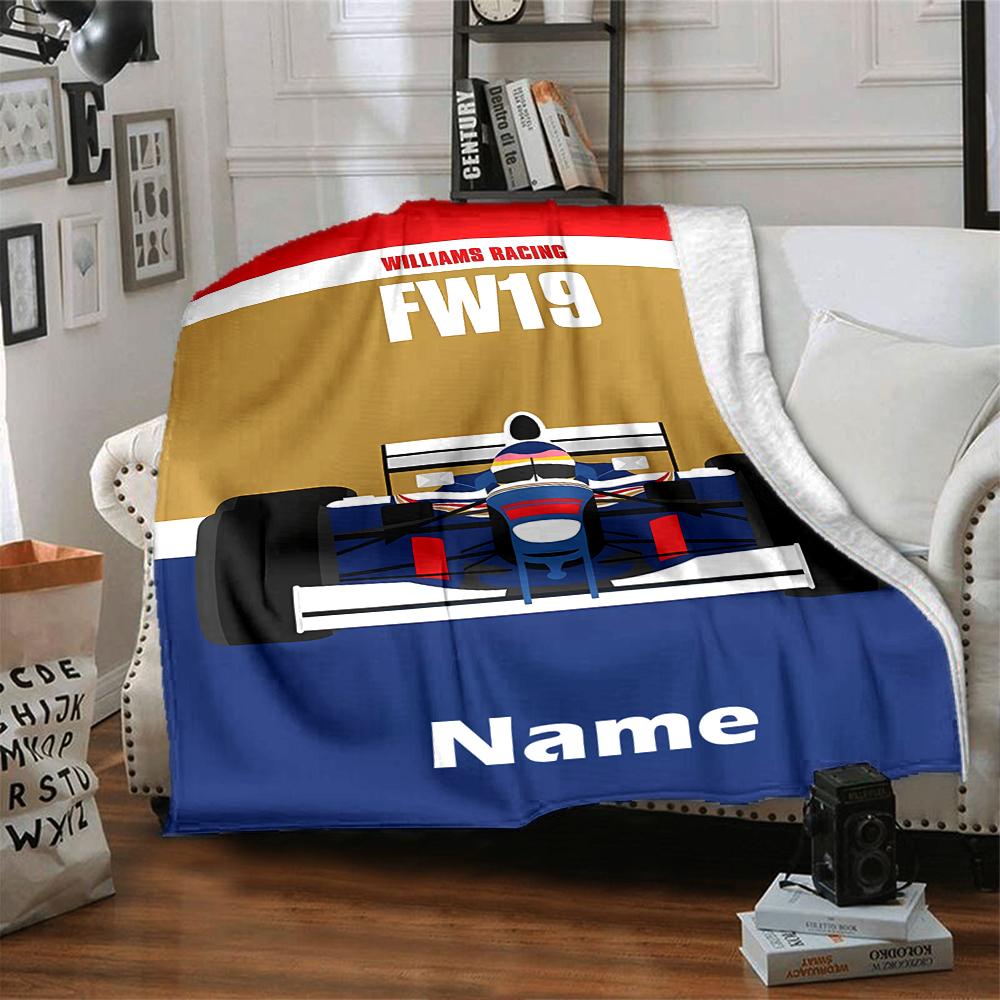 Custom Name Racing Theme Printed Blanket - Perfect for Couch, Bed, Travel & Outdoor Use | Machine Washable, Cozy & Durable.