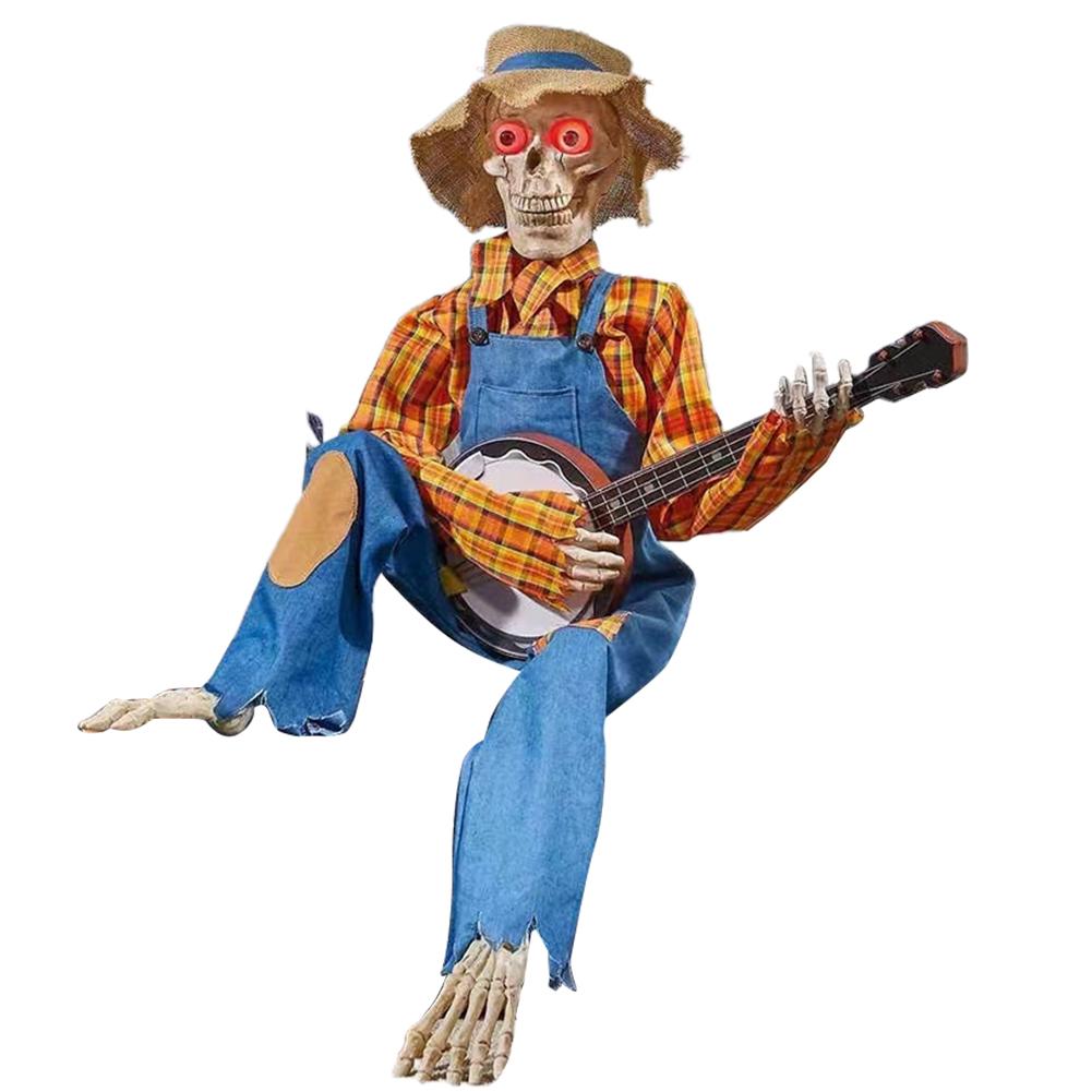 2025 Halloween Esqueletos Banjo Duelo Calavera Vaquero Cantante Calavera Estatua de Guitarra Adorno de Escritorio Decoraciones de Halloween
