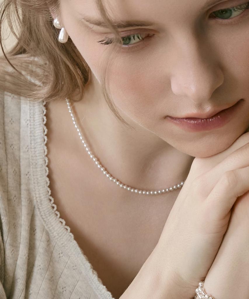 Dmoment (925 Silver) Pearl Bead Line Set