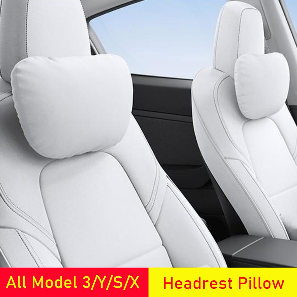USVOTOV Uniquely Designed Headrest Pillow for Tesla Model 3 Y S X Neck Pillow Soft Car Neck Support Cushion Interior Accessories
