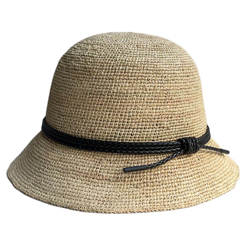 25 Frühling und Sommer Ziemlich Breit Raffia Elegantes Temperament Kurzer Rand Fischerhut Damen Vielseitig Outdoor Sonnenschutz Sonnenschutz Strohhut