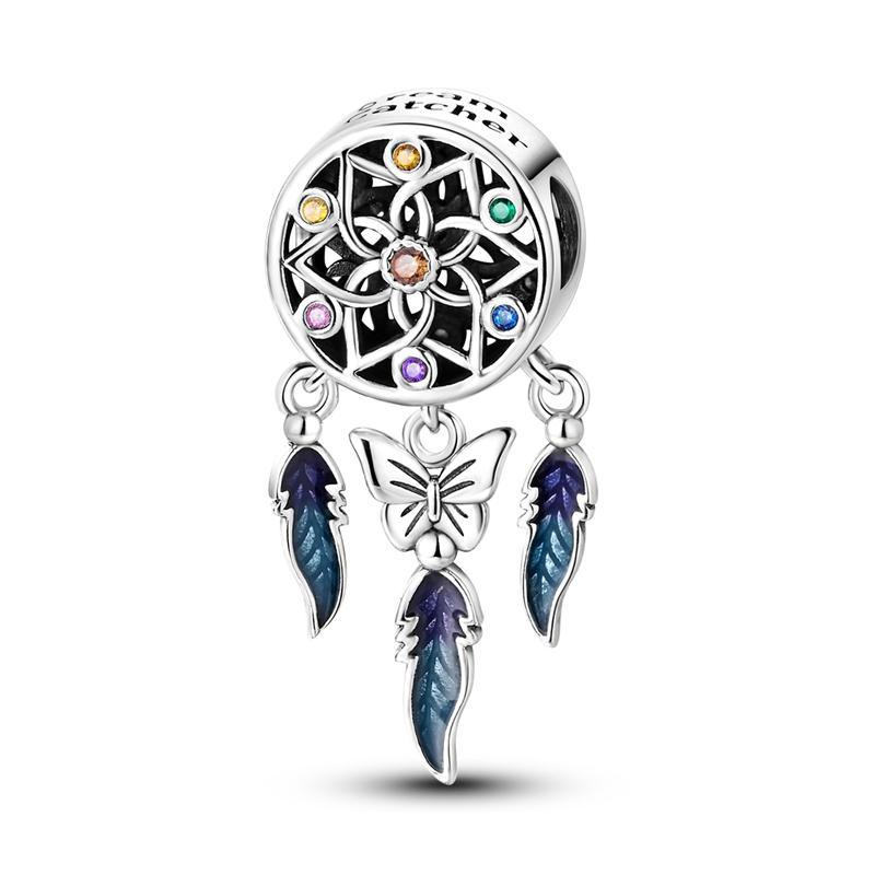 Copper Metal Colorful Dreamcatcher Charm Bead Components Pendant Bead Components Compatible With Authentic Original Bracelets Elegant Exquisite Do It