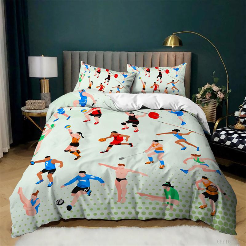 Gymnastics Duvet Cover Cute Girl Ballerina Dancer Bedding Set Microfiber Sport Theme Comforter Cover Twin King For Gymnast Lover