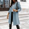 Autumn Winter Mid-length Solid Color Women Outerwear Lapel Woolen Coat