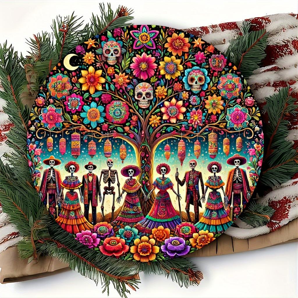 D Flat D Flat pc Fairy Round Aluminum Sign Mushrooms Metal Tin Sign Garden XRound Aluminum Sign Butterflies Meta