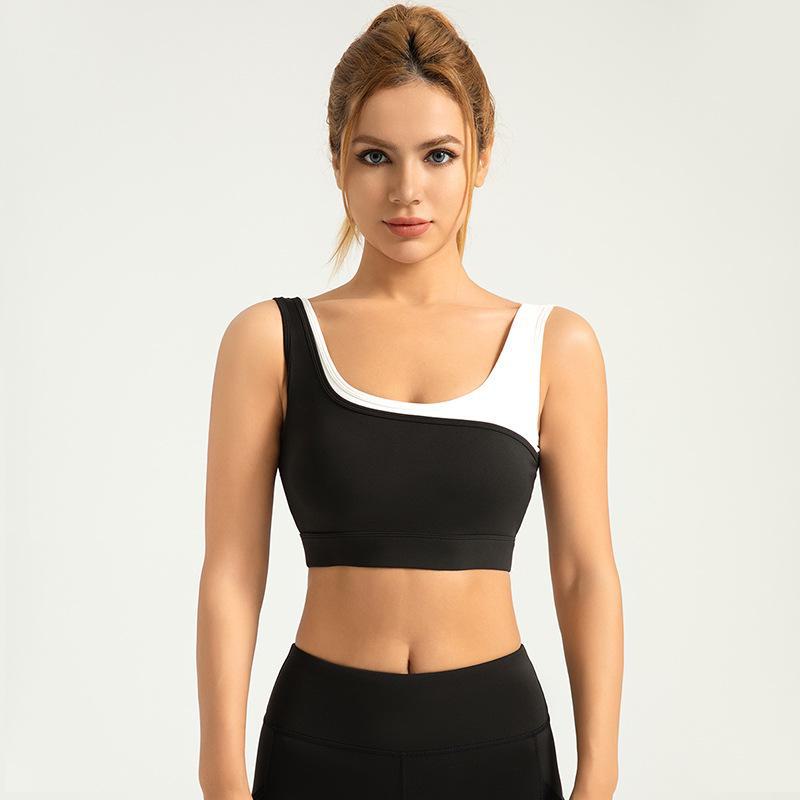 High-Elastic U-Shaped Shockproof Sports Bra with Color Contrast