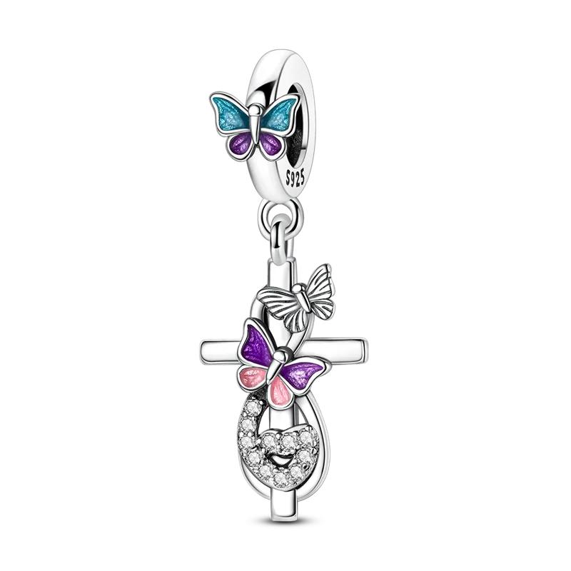 Lucky Shamrock Charm Bead Charms Bead Authentic Copper Inlaid Pink Zirconium Cute Pets Pendants Compatible With Bracelets Jewellery Lover Gift
