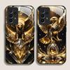 Stylish Eagle Golden Diamond Pattern Tempered Glass Phone Case for Samsung Galaxy A56 A55 A54 A53 A52 A36 A14 A15 5G Back Cover