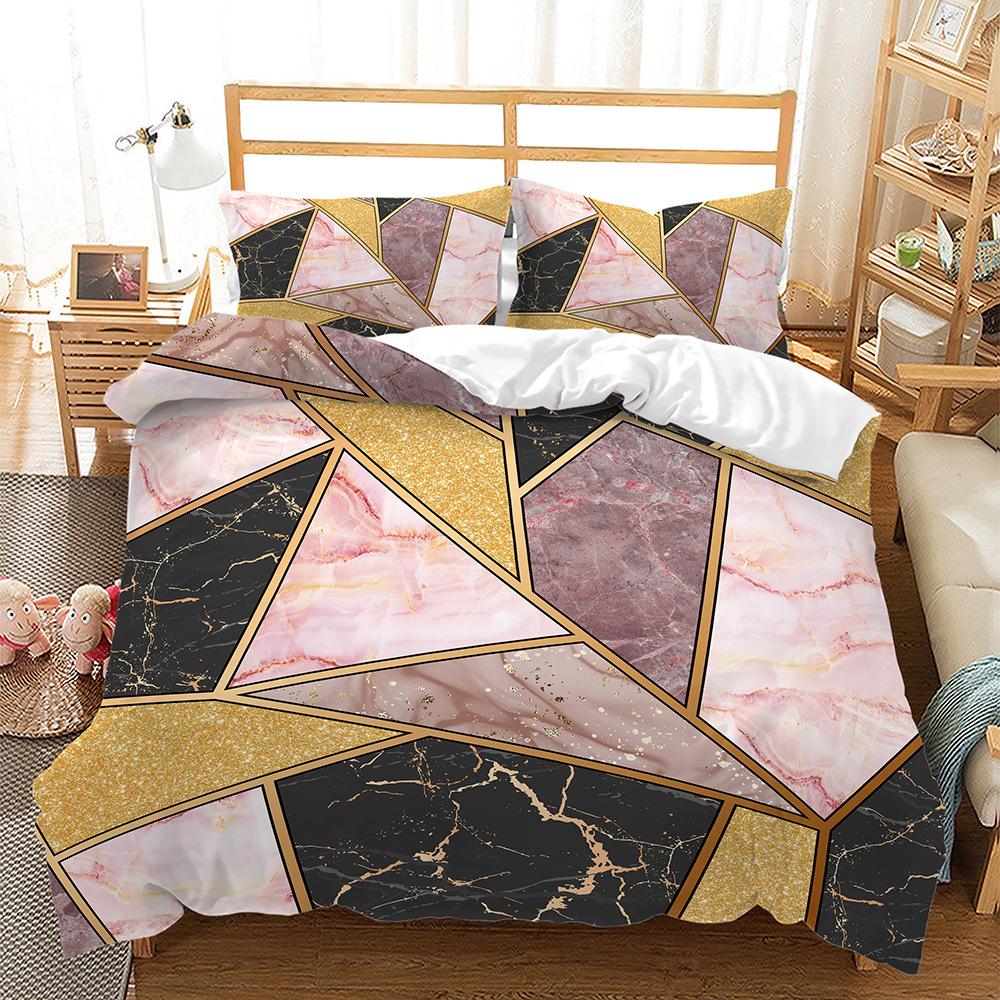 Bed Three-Piece Marble Pattern Fashion Simple Korean 3D Digital Printing Kit
