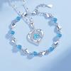 925 Silver Heart Shaped Necklace Bracelet Set for Women Vintage Korean Crystal Bracelets High Quality Set Party Jewelry