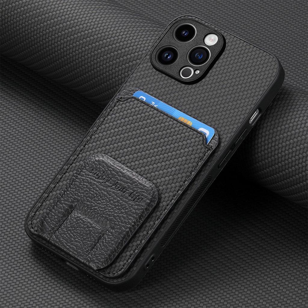 Minimalist iPhone 16/17 Pro Case with Card Slot and Multi-Angle Stand