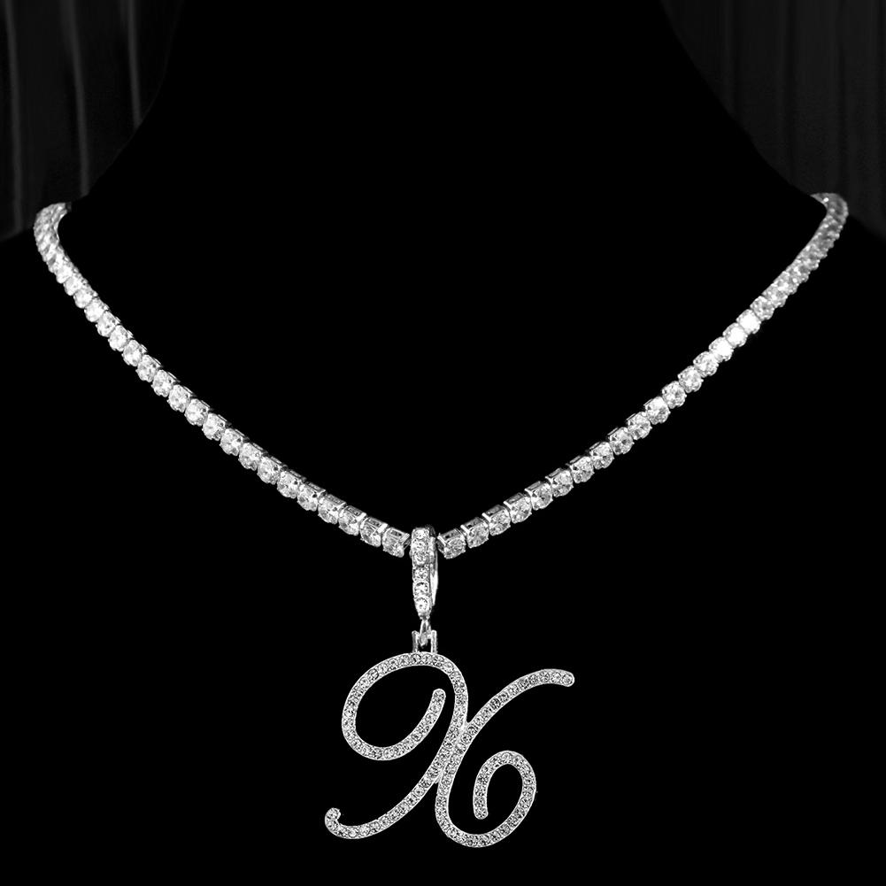 Nouvelle Chaîne Lettres Cursive Zircon Cubique Collier Nom Initial Bijoux Hip Hop Couleur Or Argent Pendentifs Alphabet CZ 26 Colliers