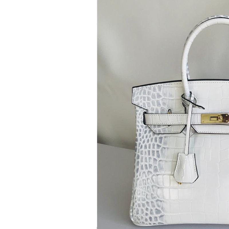 Nuova Borsa a Mano da Donna in Pelle di Mucca con Texture Coccodrillo Vera Pelle Manico Superiore Borsa Moda a Spalla Crossbody per Uso Quotidiano - SENZA LOGO