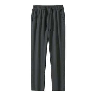 Composite Men's Casual Straight Leg Pants with Four Sides Elastic Slim Fit Small Leg Pants Solid Color