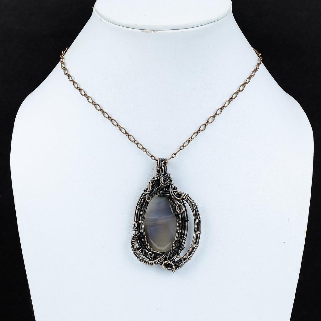 Montana Agate Pendant Copper Wire Wrapped Pendant Handmade Pendant Montana Agate Jewelry Dainty Gemstone Pendant Copper Jewelry Gift For Her