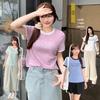 Dopamine Candy Color Fresh Print Round Neck T-shirt Women's Plus Size Slimming Short Sleeve Summer Top