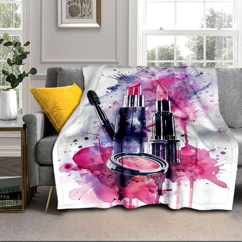 Colorful Lipstick Collection Blanket Flannel Blanket for Bed, Sofa, Camping, Hiking, Picnic Essentials, Gift for Family Fan Gifts
