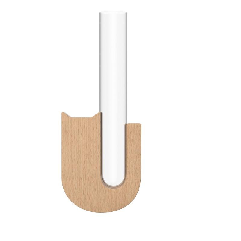 Natural Wood Color Magnetic Wall-Mounted Test Tube Vase Hydroponic Flower Arranger Creative Home Living Room Wall Decoration Sim