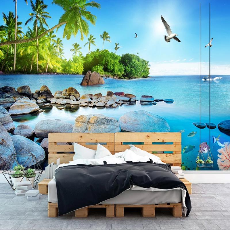 Any Size Wallpaper 3D Seascape Island Landscape Wall Mural Living Room Bedroom Home Decor