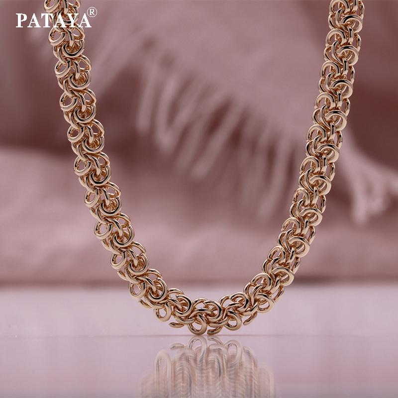PATAYA Rose Gold Color Italian Craftsmanship Vintage Style Bracelet Necklace