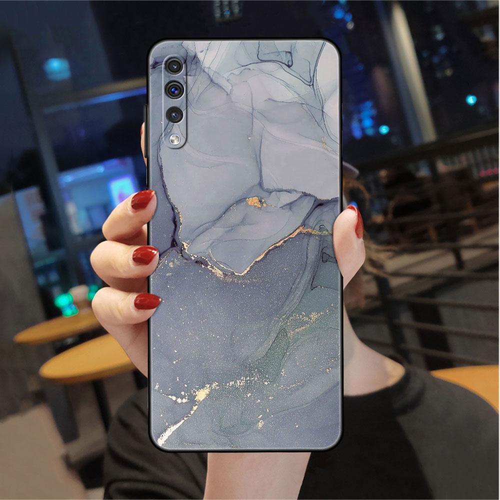 Case For Samsung Galaxy A50 A20e A70 A10 A40 A20s A10s M30s M51 M31s Black Soft Phone Cover Marble Pattern