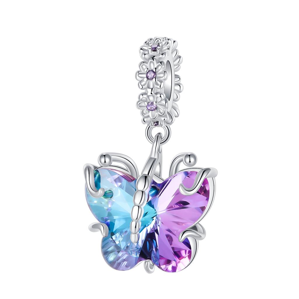 Genuine Copper Colorful Butterfly Series Collection Pendant Charms Pendant Beads Fit Pan Bracelet Necklace Jewelrny Women's Style