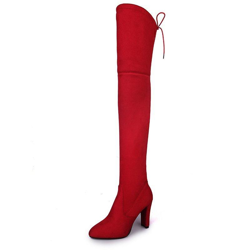 Wish Autumn and Winter New Large Size 43 Knee Boots High Heel Pointed Matte Boots Side Zipper Women's Boots