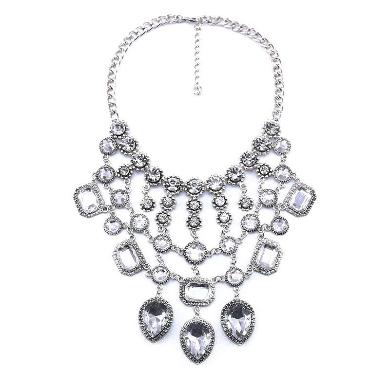 Fashion Fashion Luxury Black Multi-Layer Crystal Gemstone Tassel Necklace