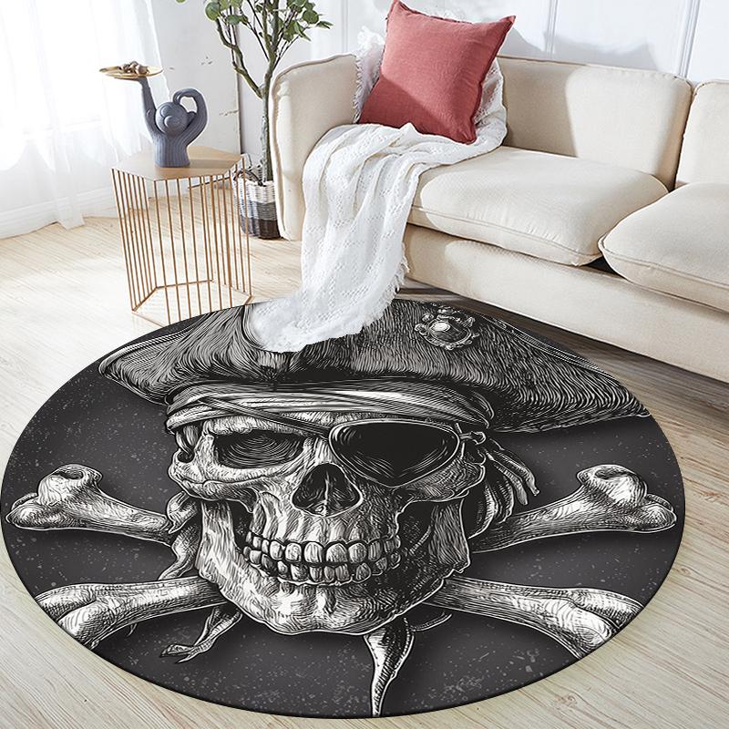 Skull pattern round rug,Carpet Rug for Living Room Bedroom Sofa Playroom Decor,Non-slip Floor Mat,Holiday Gifts and Birthday Gifts