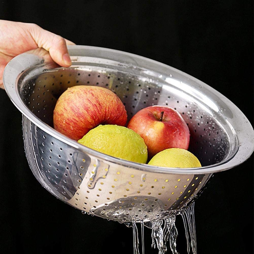 Multifunctional 3-in-1 Colander with Bowl Grater Stainless Steel Strainer Drain Basket Salad Slicer