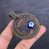 Blue Evil Eye Gemstone Handmade Copper Wire Wrap Jewelry Pendant 2.60" U3q96