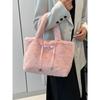 Winter-Einkaufstasche aus Kunstpelz für Damen, neue große Computer-Handtasche, einfarbig, pelzige einzelne Umhängetasche