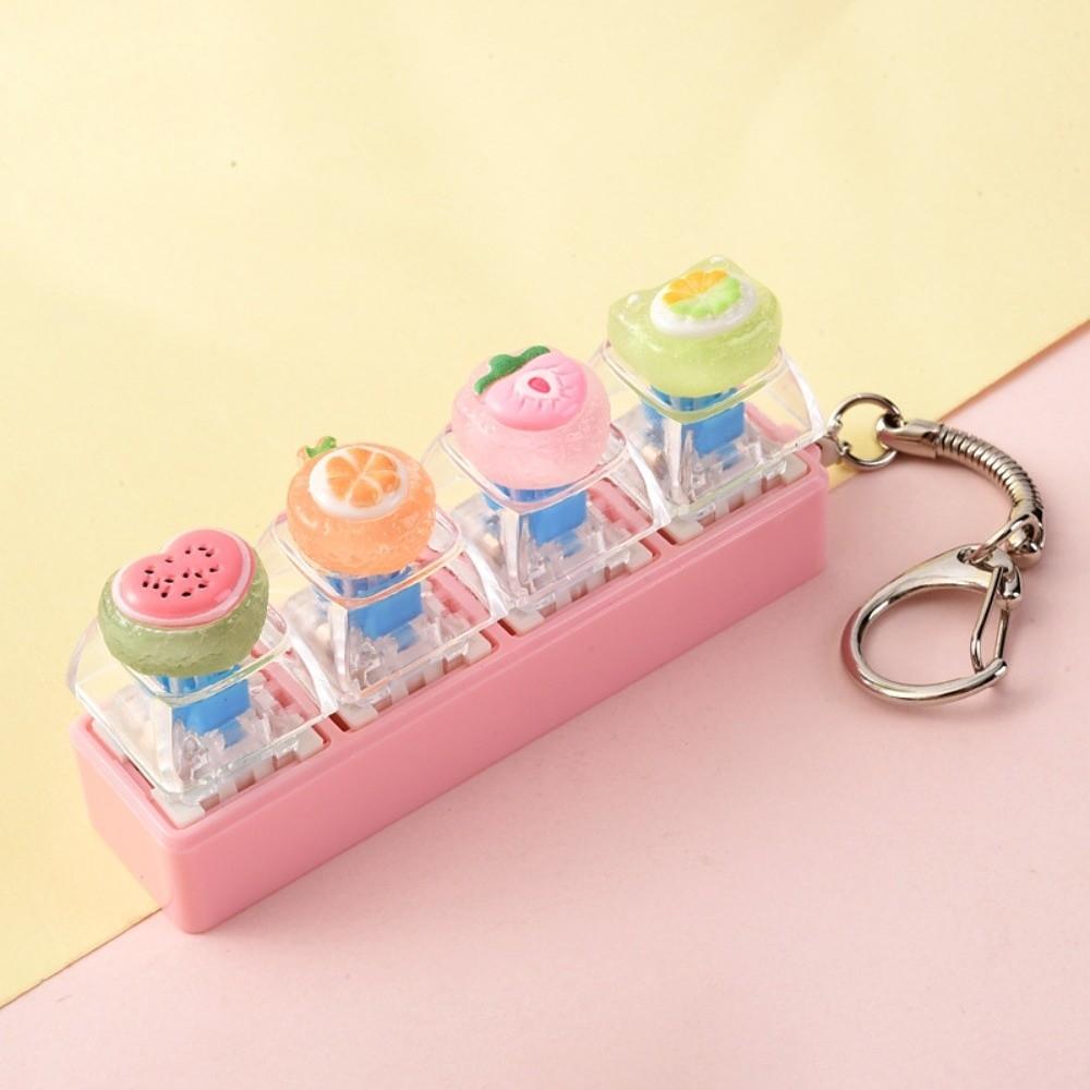 4-Key Reduce Pressure Toy Fruit Push Button Keychain Mini Keychain Pendant Daily Use
